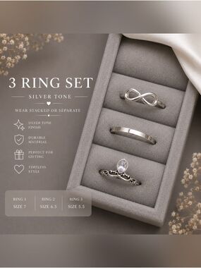 Silver Tone Women’s 3-Ring Set by